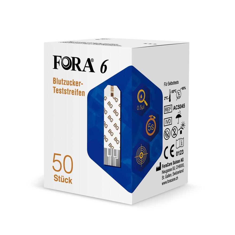 Fora 6 Blutzuckerteststreifen 50 Stk