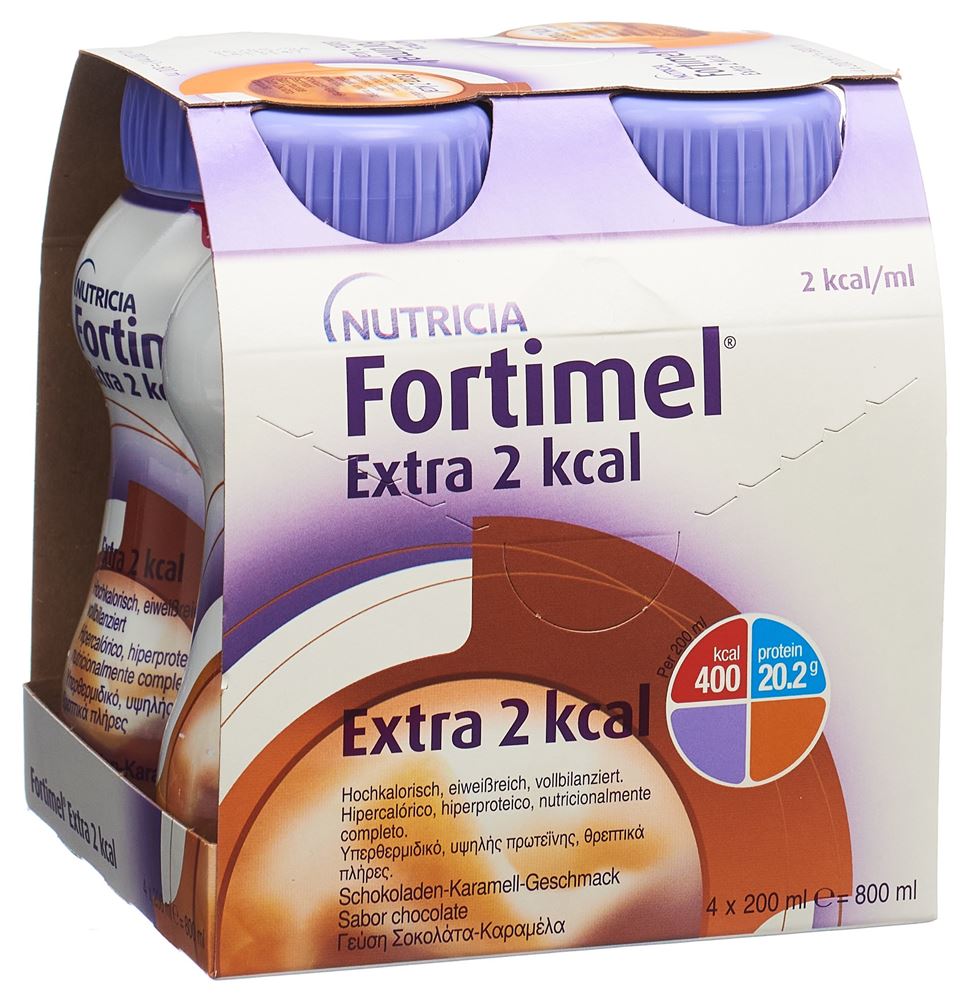 Fortimel Protein 2kcal Schokolade Karamell 4 Fl 200 ml