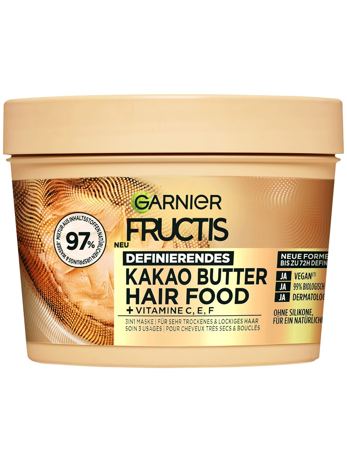 Fructis Definierendes Kakao Butter Hair Food 3in1 Haarmaske für trockenes und lockiges Haar 400 ml