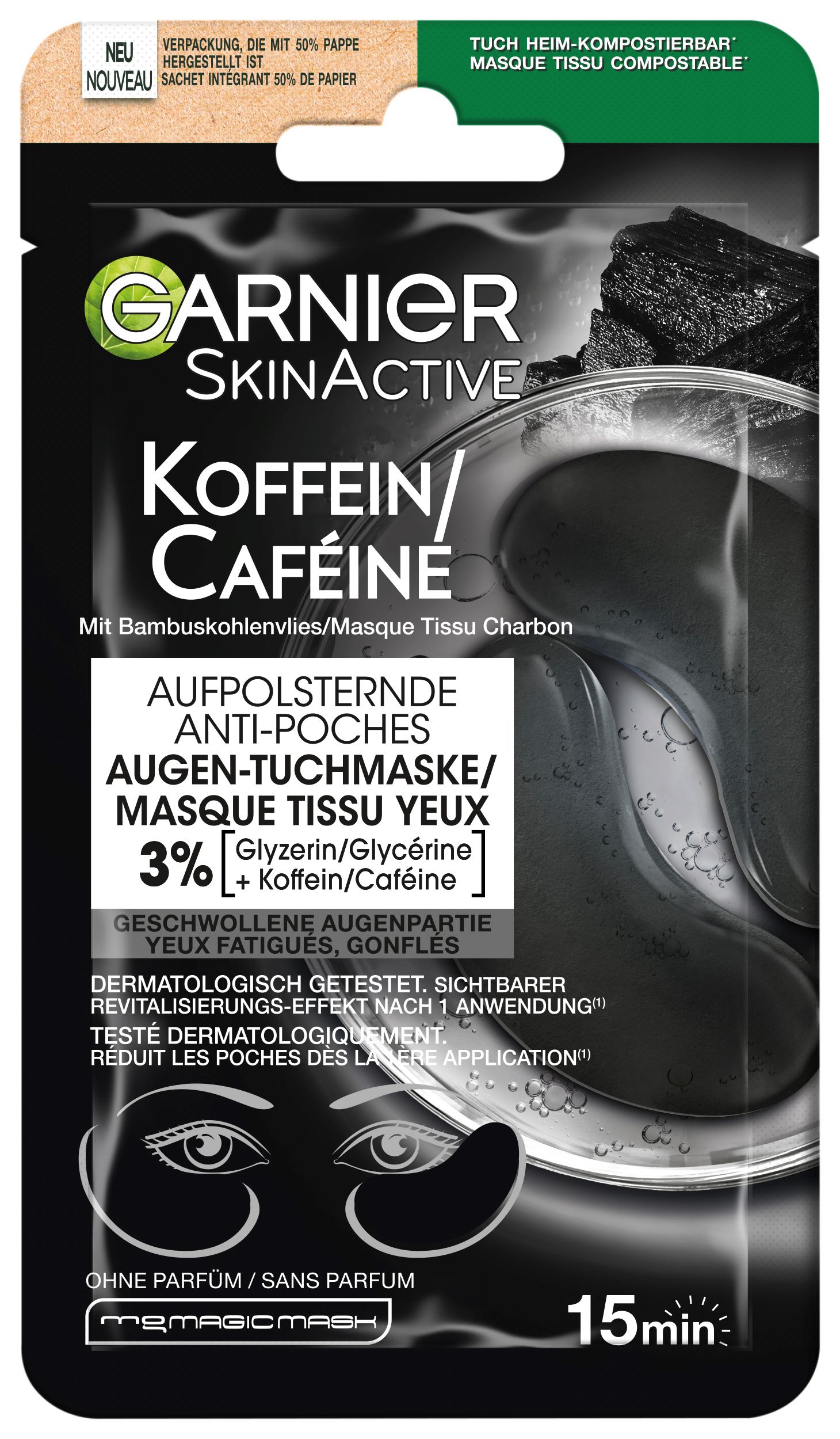 Garnier SkinActive Koffein Augen-Tuchmaske Aufpolsternd 5 g