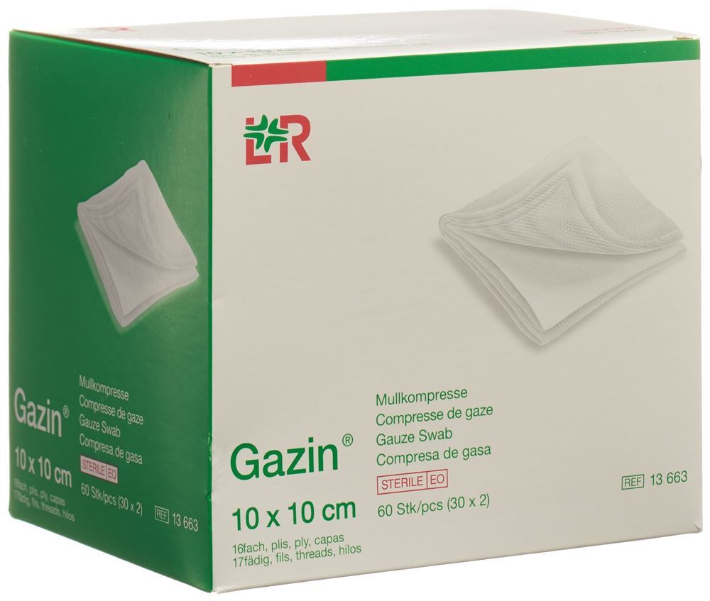 Gazin Mullkompressen 10x10cm 16-fach steril 30 x 2 Stk