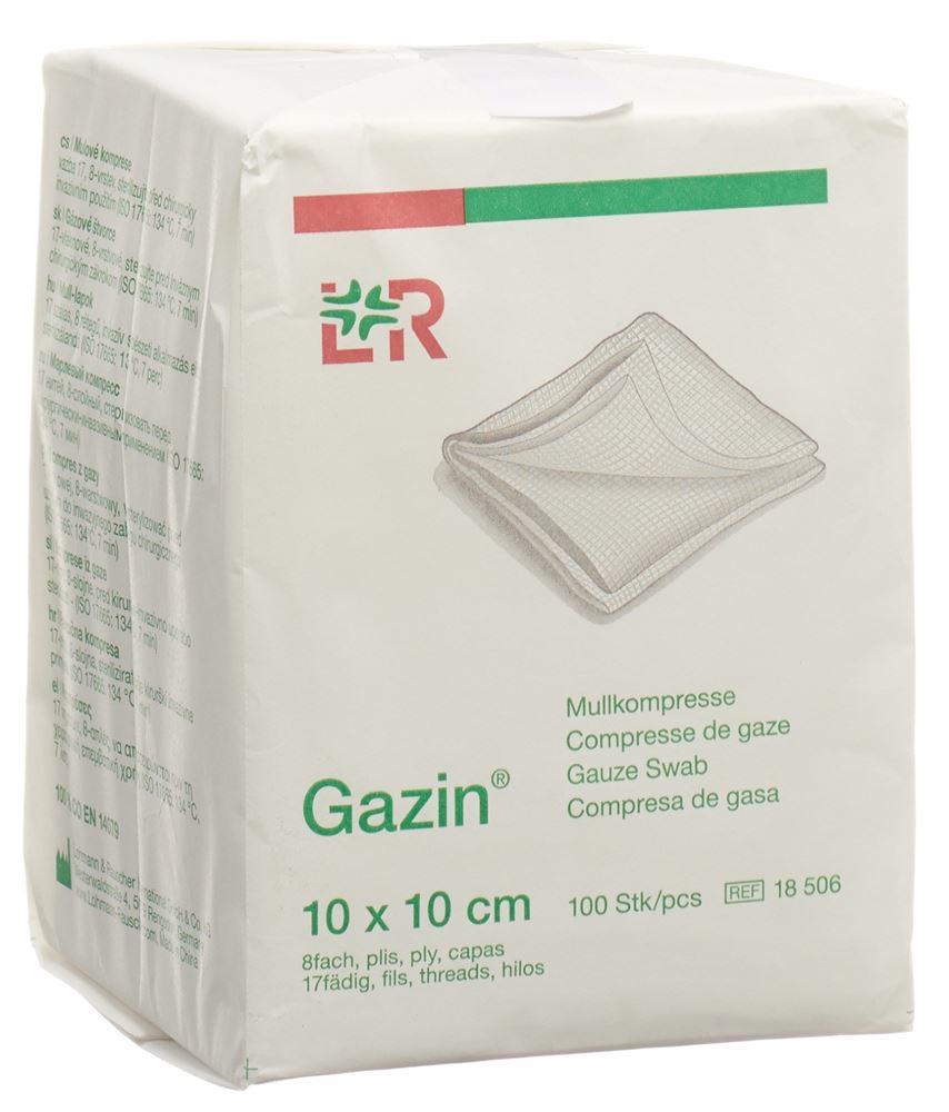 Gazin Mullkompressen 10x10cm 8-fach unsteril 100 Stk