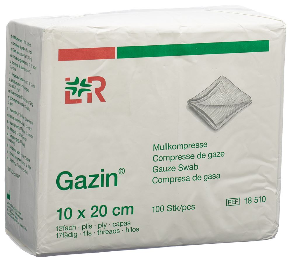 Gazin Mullkompressen 10x20cm 12-fach/17-fädig ohne RK 100 Stk