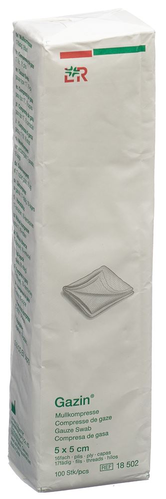 Gazin Mullkompressen 5x5cm 16-fach unsteril 100 Stk