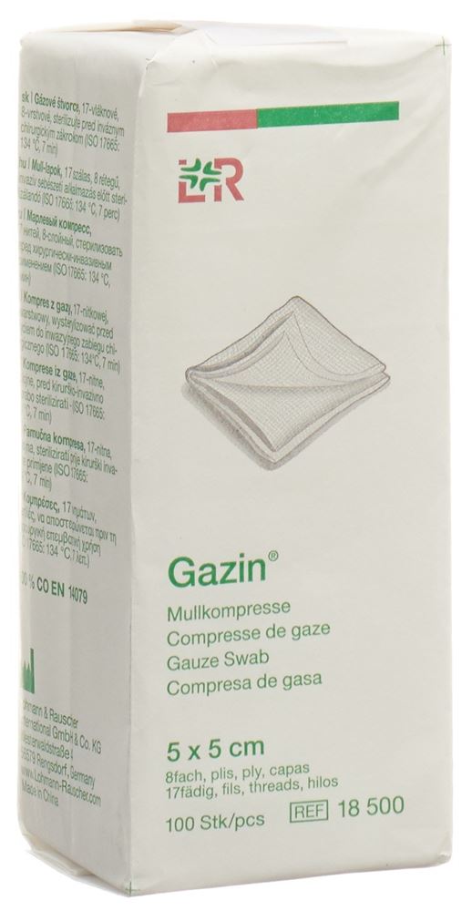 Gazin Mullkompressen 5x5cm 8-fach unsteril 100 Stk