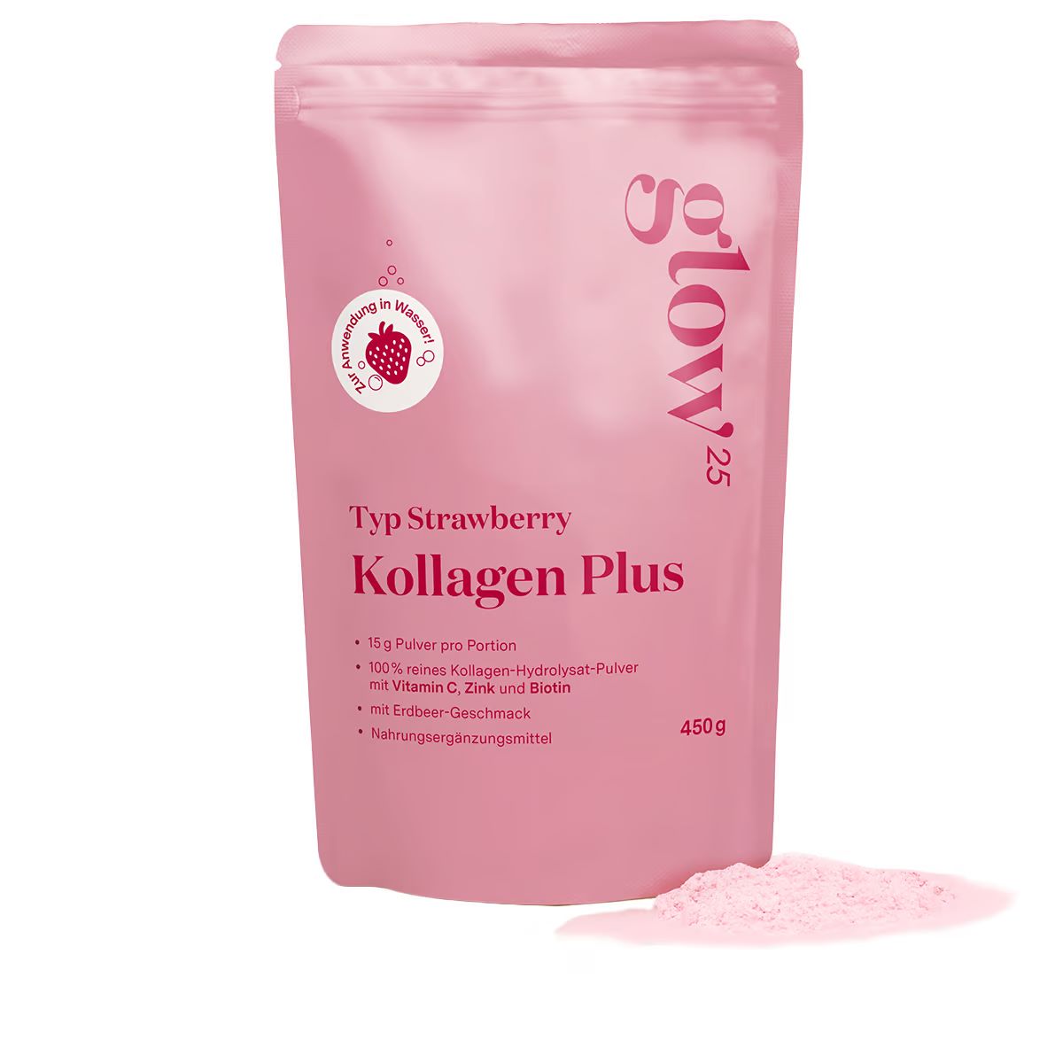 glow25 Kollagen Plus Plv Erdbeer Btl 450 g