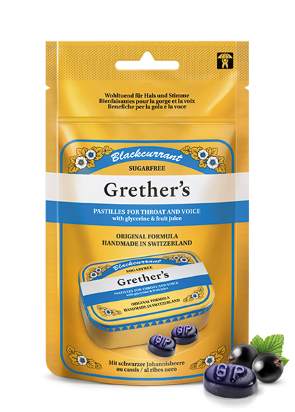 Grethers Blackcurrant Pastillen ohne Zucker Btl 110 g