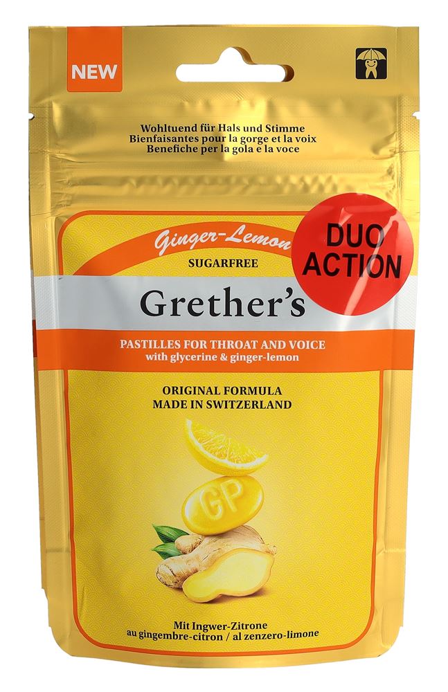 Grethers Ginger Lemon Pastillen ohne Zucker DUO 2 Btl 110 g