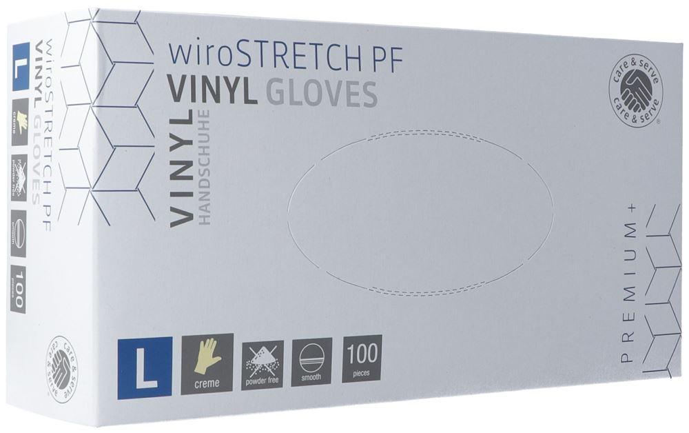 Gribi Untersuchungshandschuhe Vinyl L puderfrei unsteril Stretch plus Box 100 Stk
