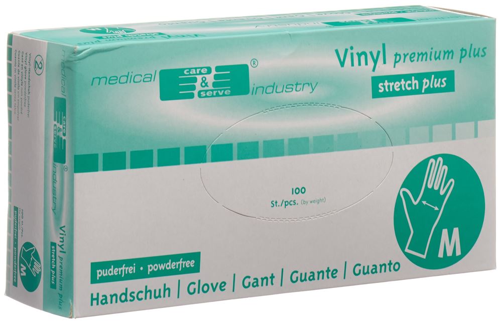 Gribi Untersuchungshandschuhe Vinyl M puderfrei unsteril Stretch plus Box 100 Stk