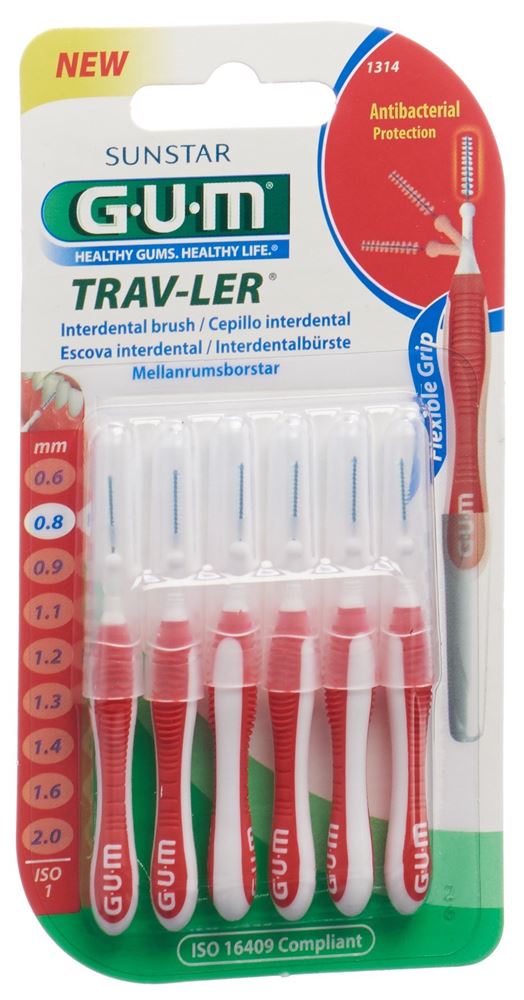 GUM Trav-Ler 0.8mm ISO 1 cylindric rot 6 Stk