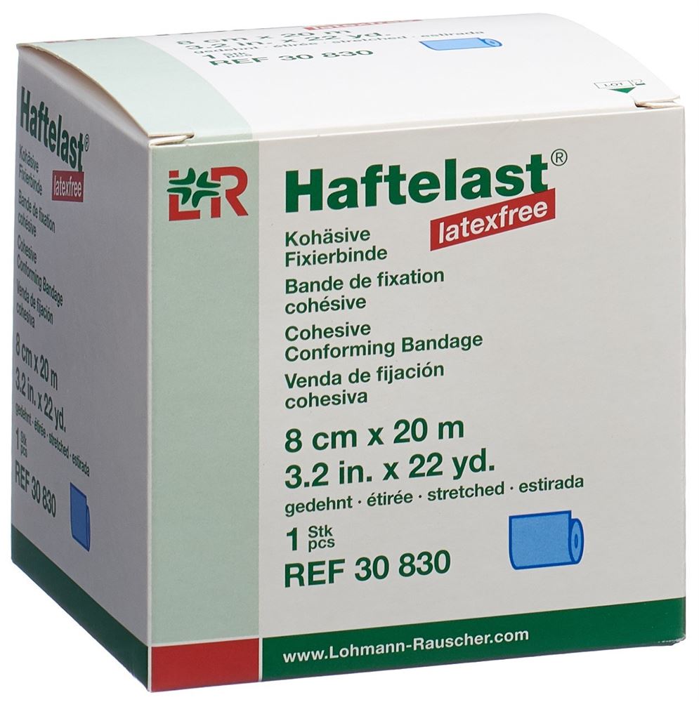 Haftelast latexfrei kohäsive Fixierbinde 8cmx20m blau