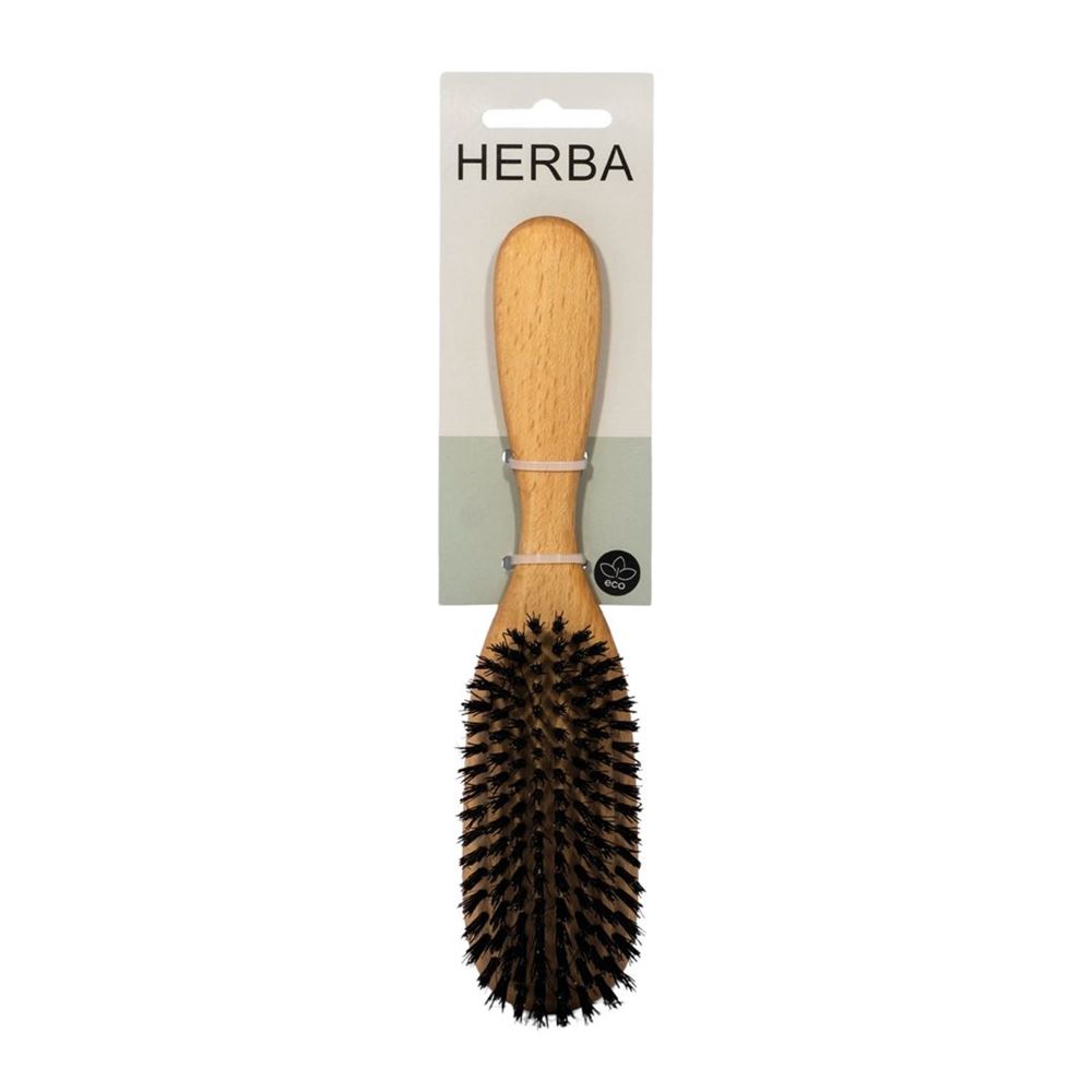 Herba Haarbürste Wildschweinborsten oval Buchenholz