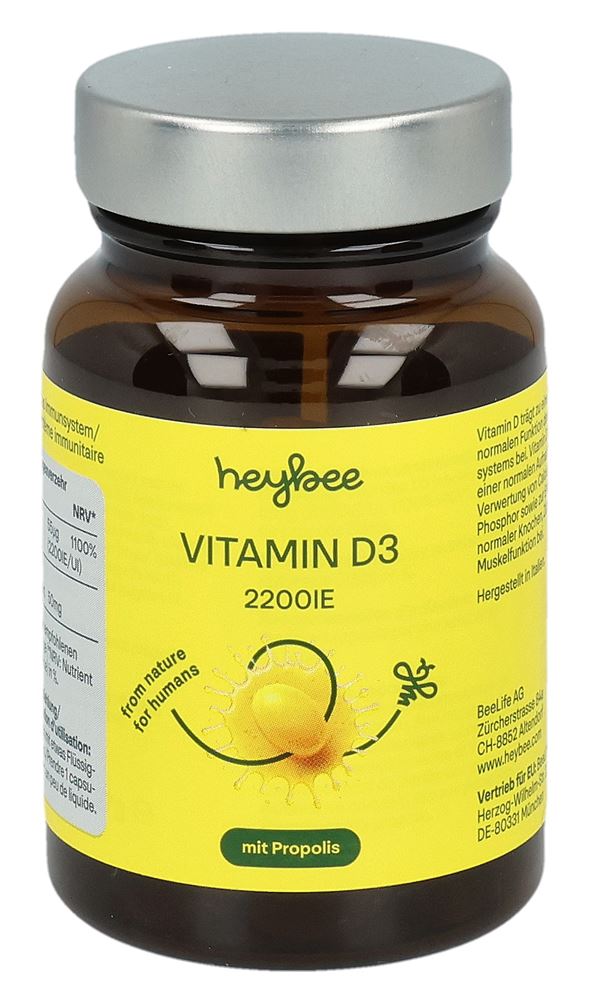 heybee Vitamin D3 2200 IE + Propolis Kaps Ds 60 Stk