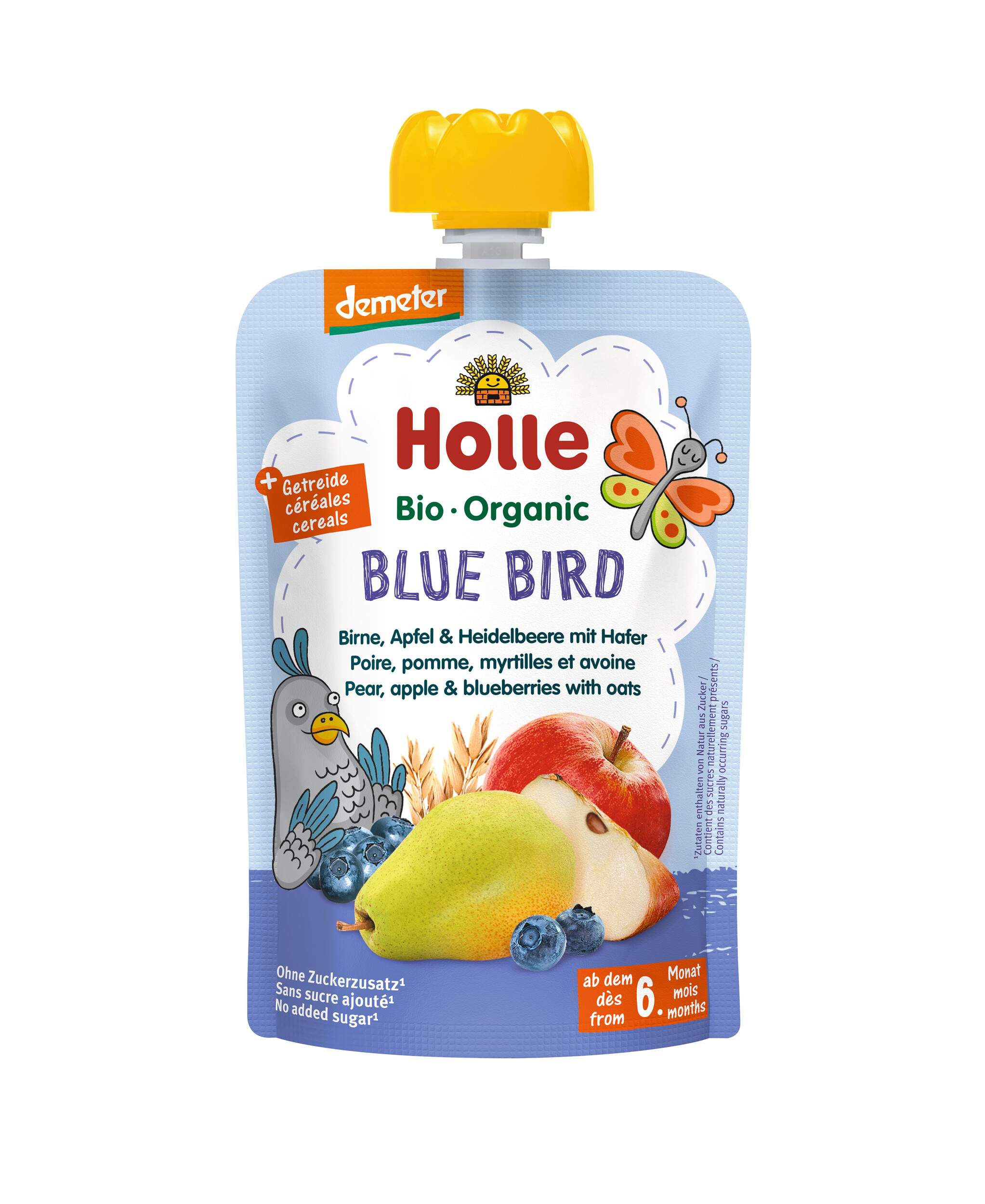 Holle Pouchy Blue Bird Birne Apfel Heidelbeere mit Hafer 100 g