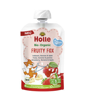 Holle Pouchy Fruity Fox Erdbeer Banane und Apfel mit Joghurt Btl 100 g