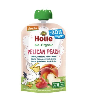 Holle Pouchy Pelican Peach Pfirsich Erdbeere Apfel und Hafer 100 g