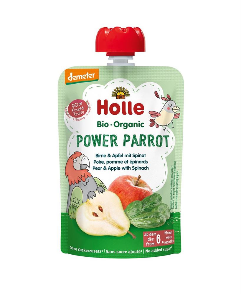 Holle Pouchy Power Parrot Birne Apfel und Spinat 100 g