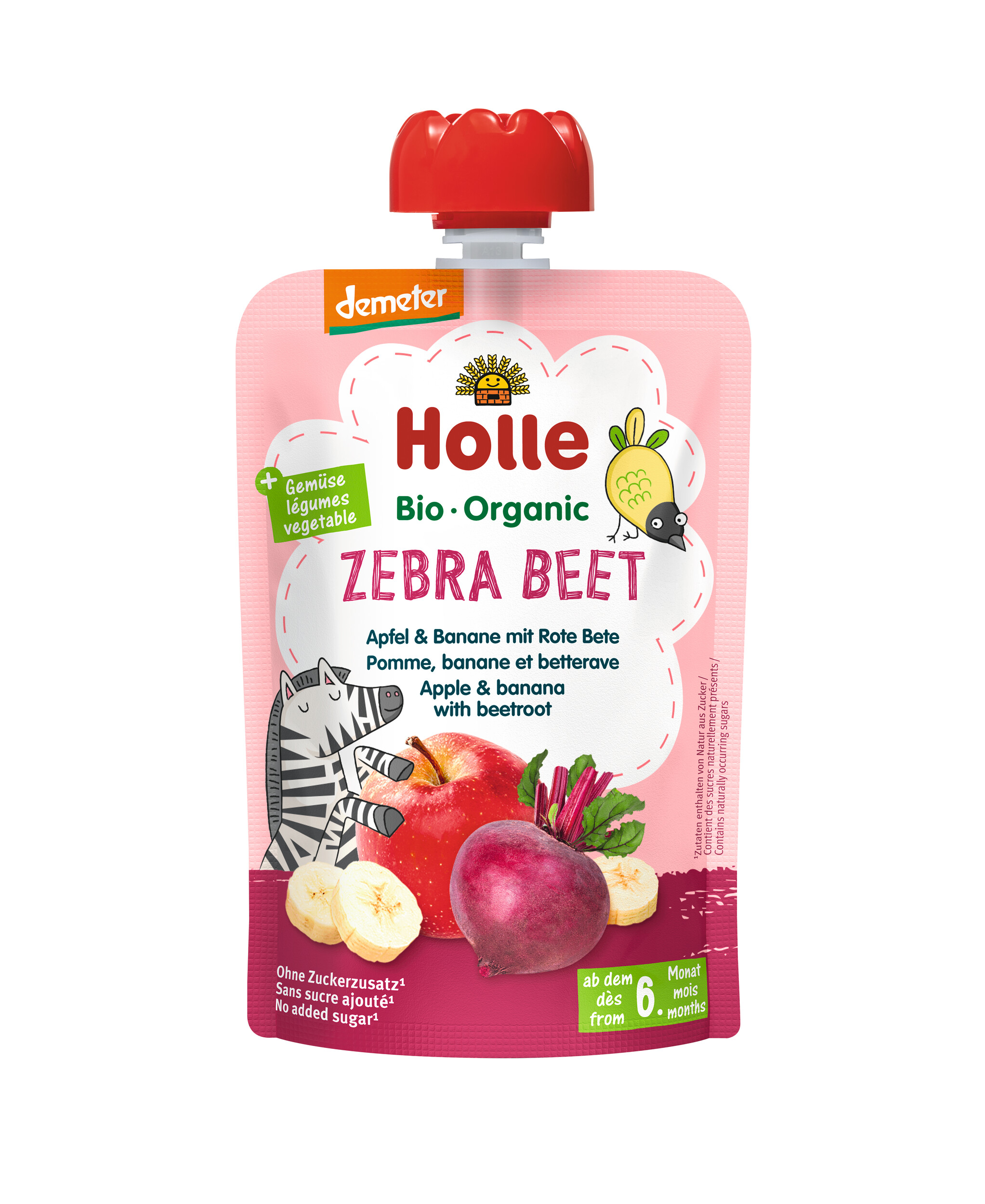 Holle Pouchy Zebra Beet Apfel Banane rote Beete 100 g
