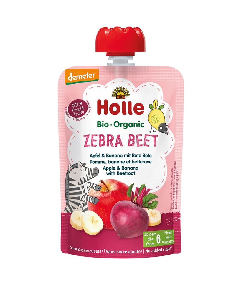 Holle Pouchy Zebra Beet Apfel Banane rote Beete 100 g