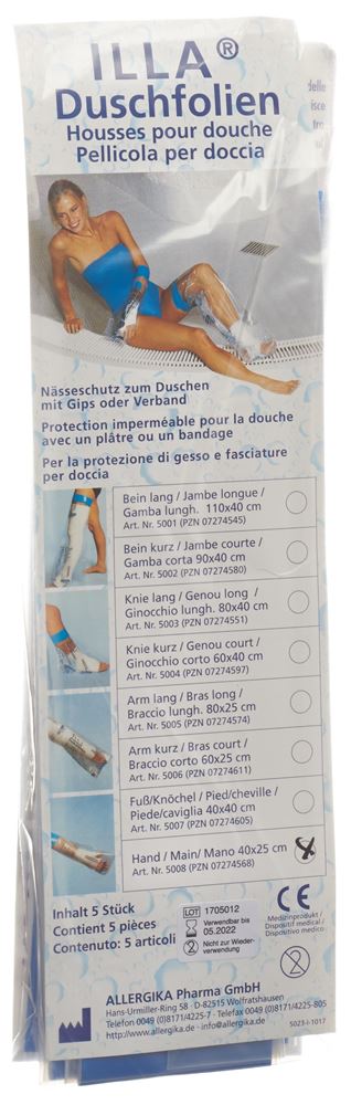 Illa Dusch Schutzfolie 40X25Cm Hand Beutel 5 Stück