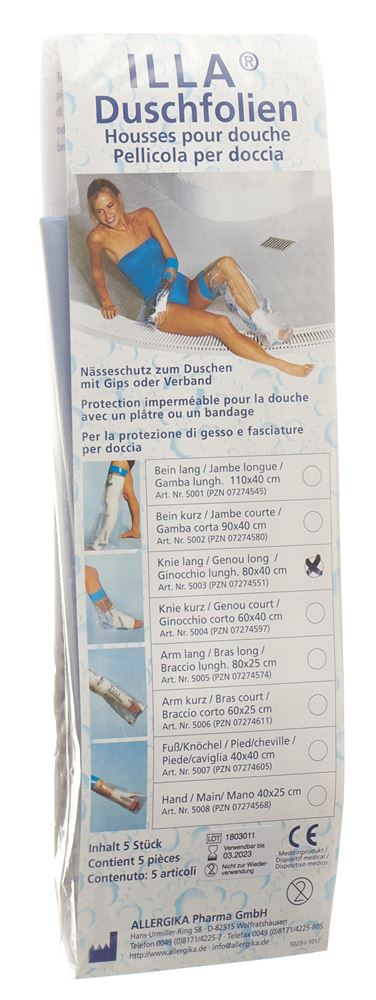 Illa Dusch Schutzfolie 80X40Cm Fuss Knie Beutel 5 Stück
