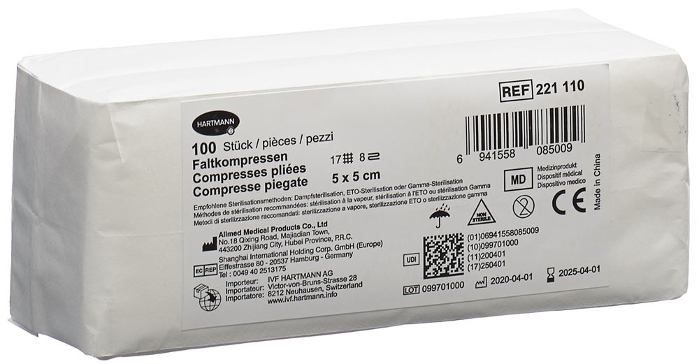 IVF Faltkompresse Typ 17 5x5cm 8 fach 100 Stk
