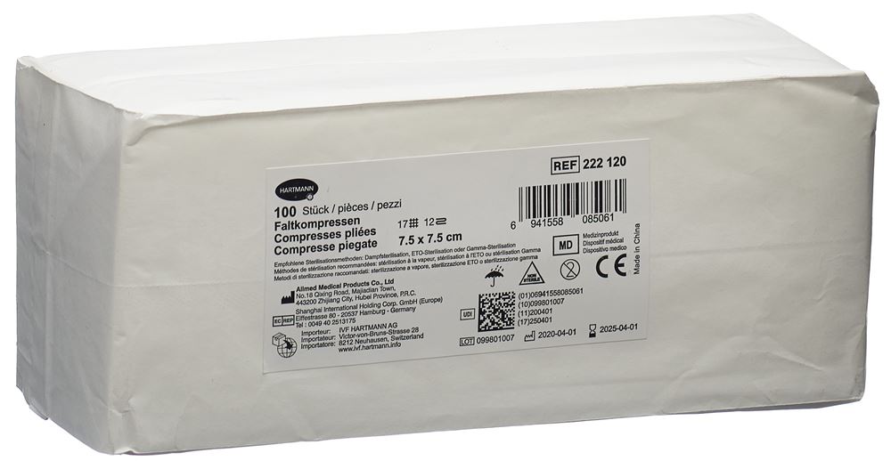 IVF Faltkompresse Typ 17 7.5×7.5cm 12 fach 100 Stk