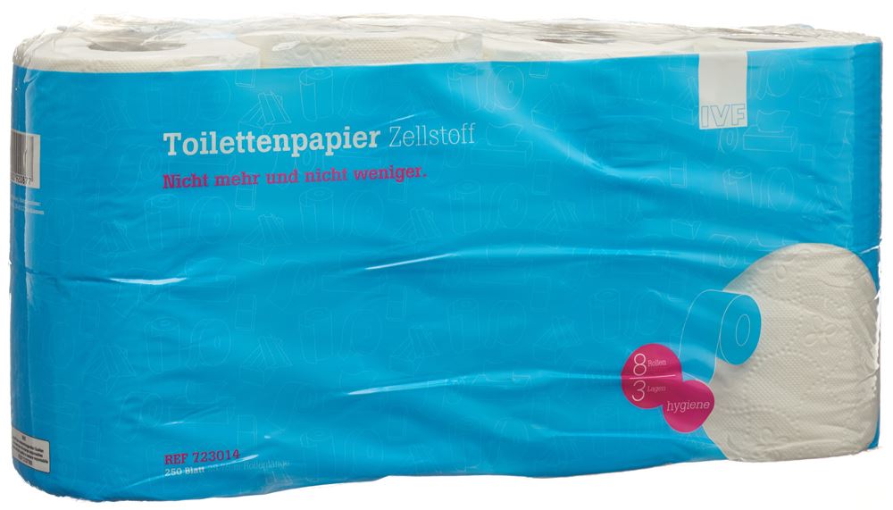 IVF WC-Papier Zellstoff 3-lagig 250 Blatt Rolle 8 Stk