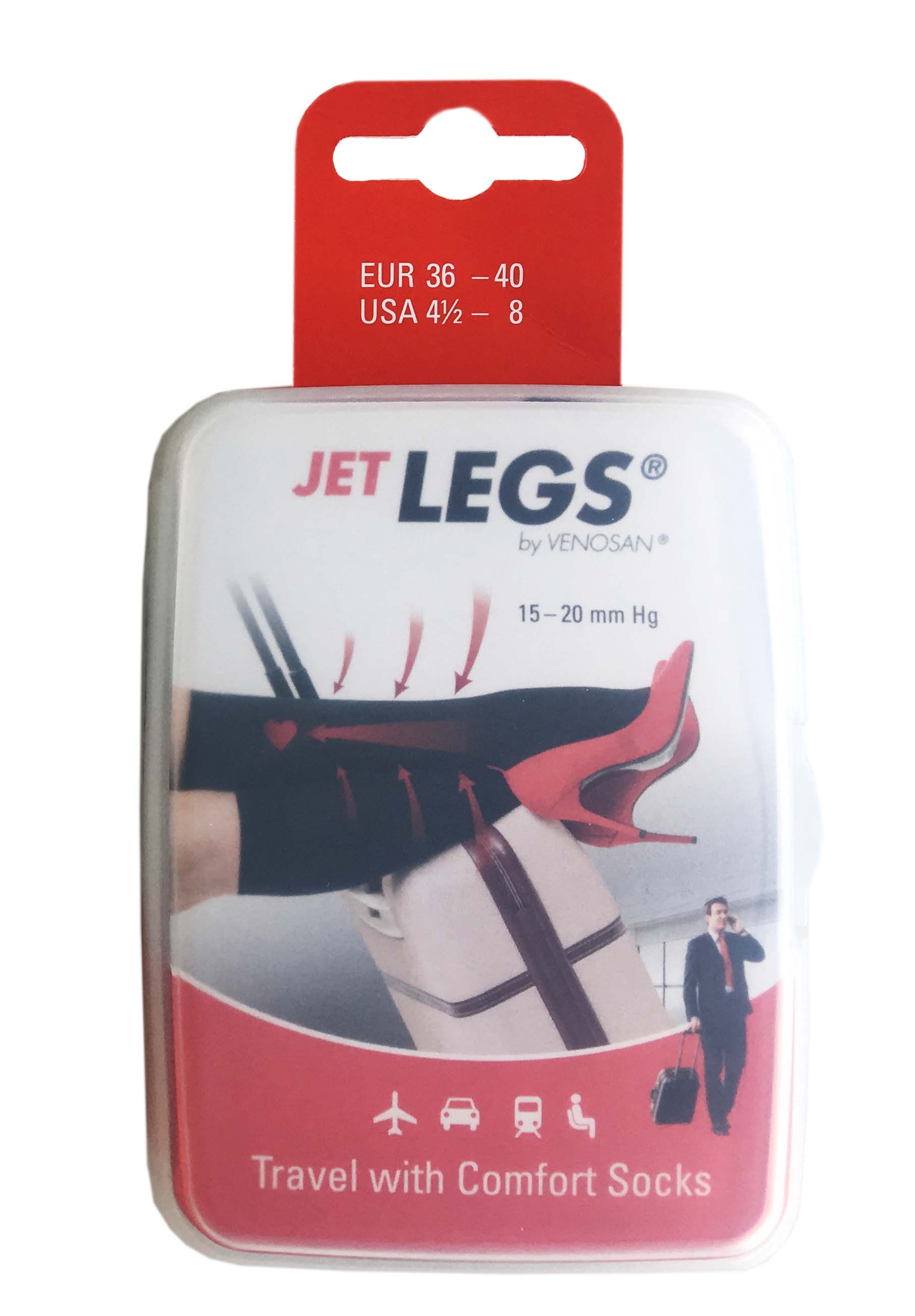 Jet Legs Travel socks 36-40 black Karton 1 Paar