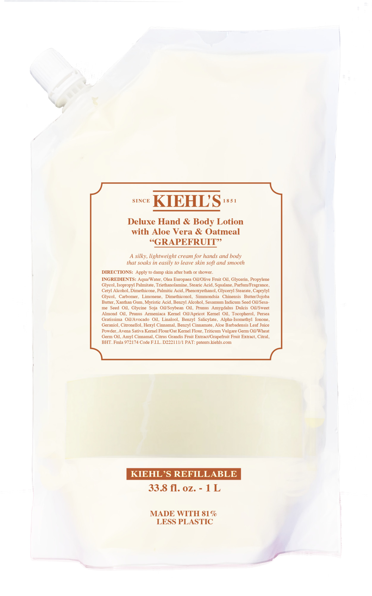 Kiehl’s Hand & Body Lotion Grapefruit Refill Pouch 1000 ml