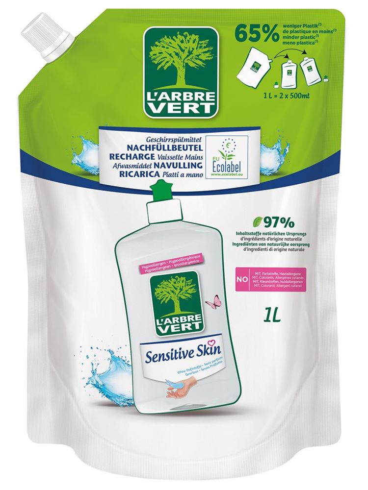L'arbre Vert Refill Geschirrspülmittel Sensitive Skin Btl 1 lt