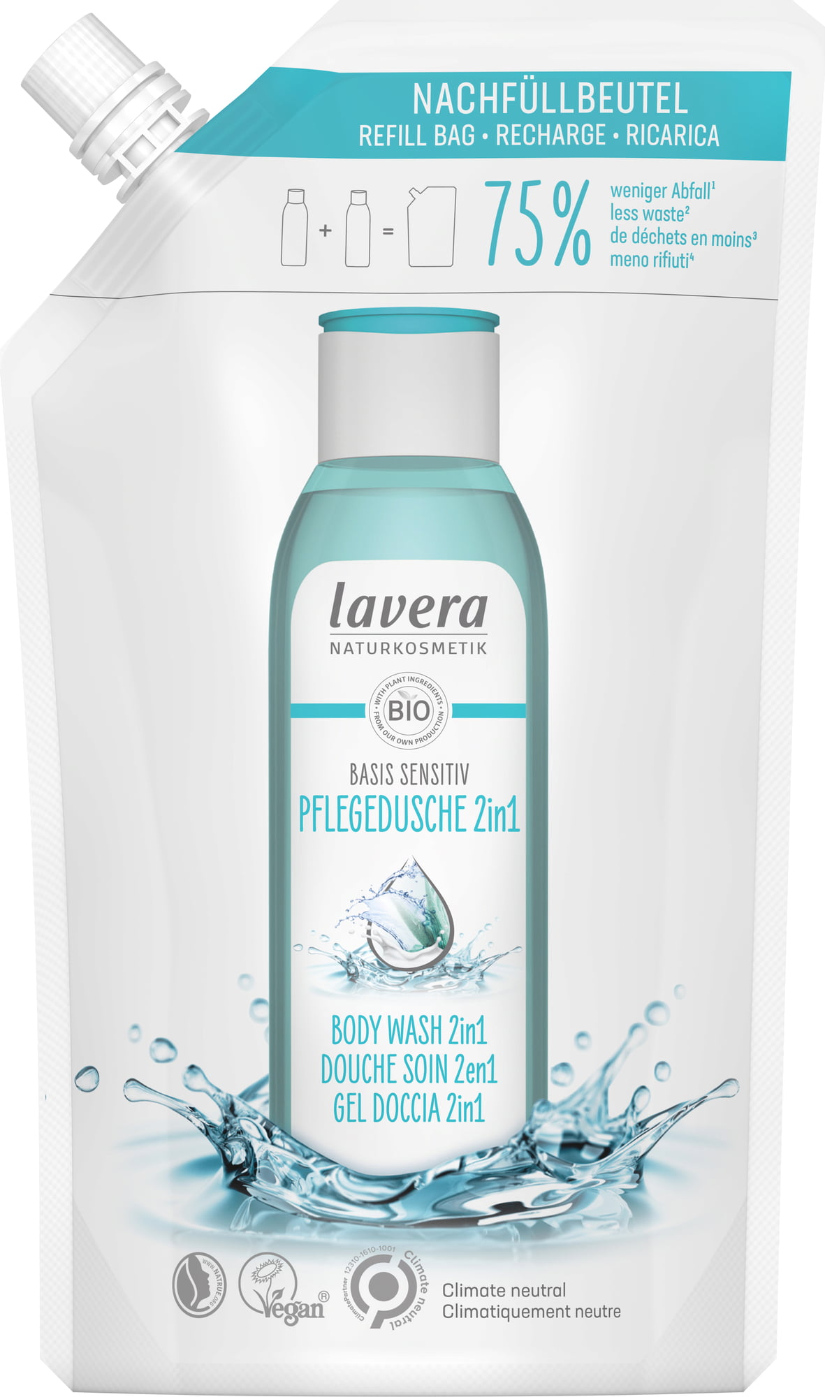 Lavera Pflegedusche Basis Sensitiv 2in1 Nachfüllbeutel Btl 500 ml