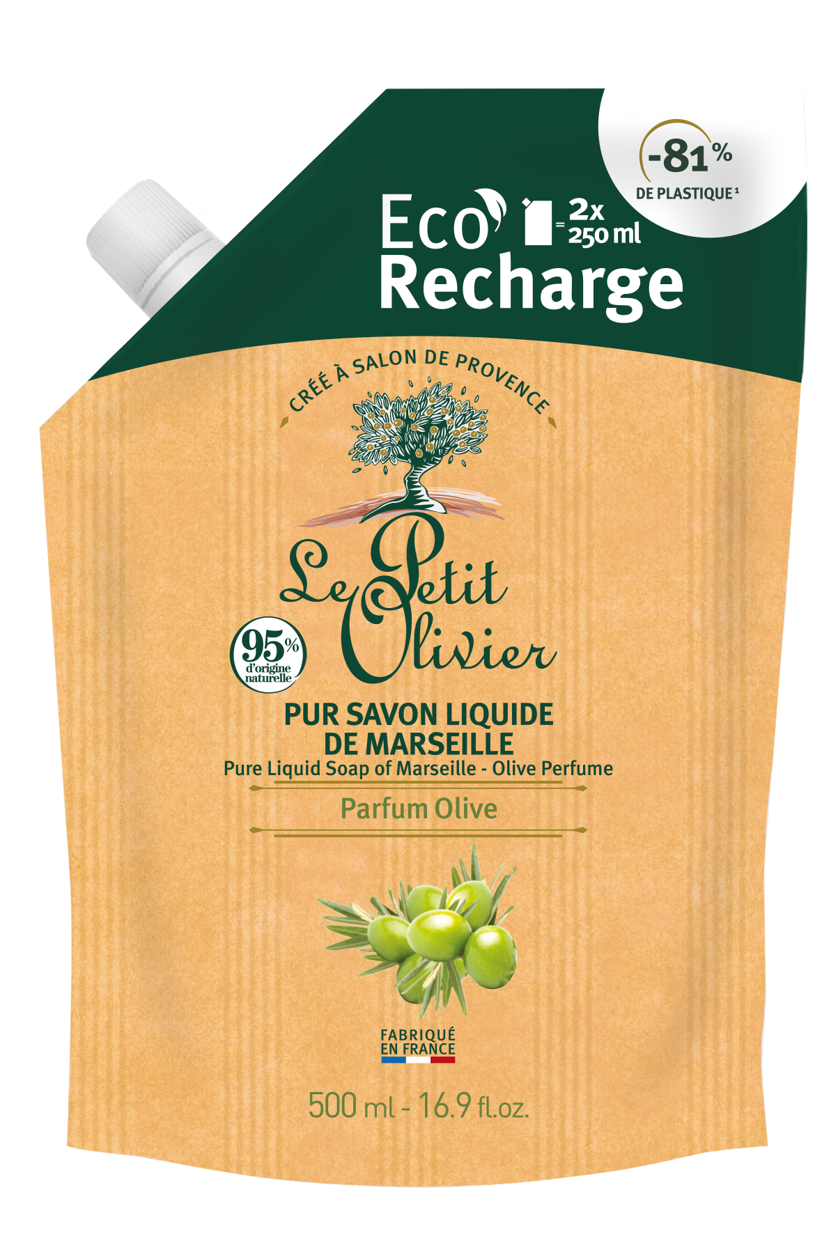 Le Petit Olivier Reine flüssige Marseiller Seife Olivenduft Eco-Recharge Btl 500 ml