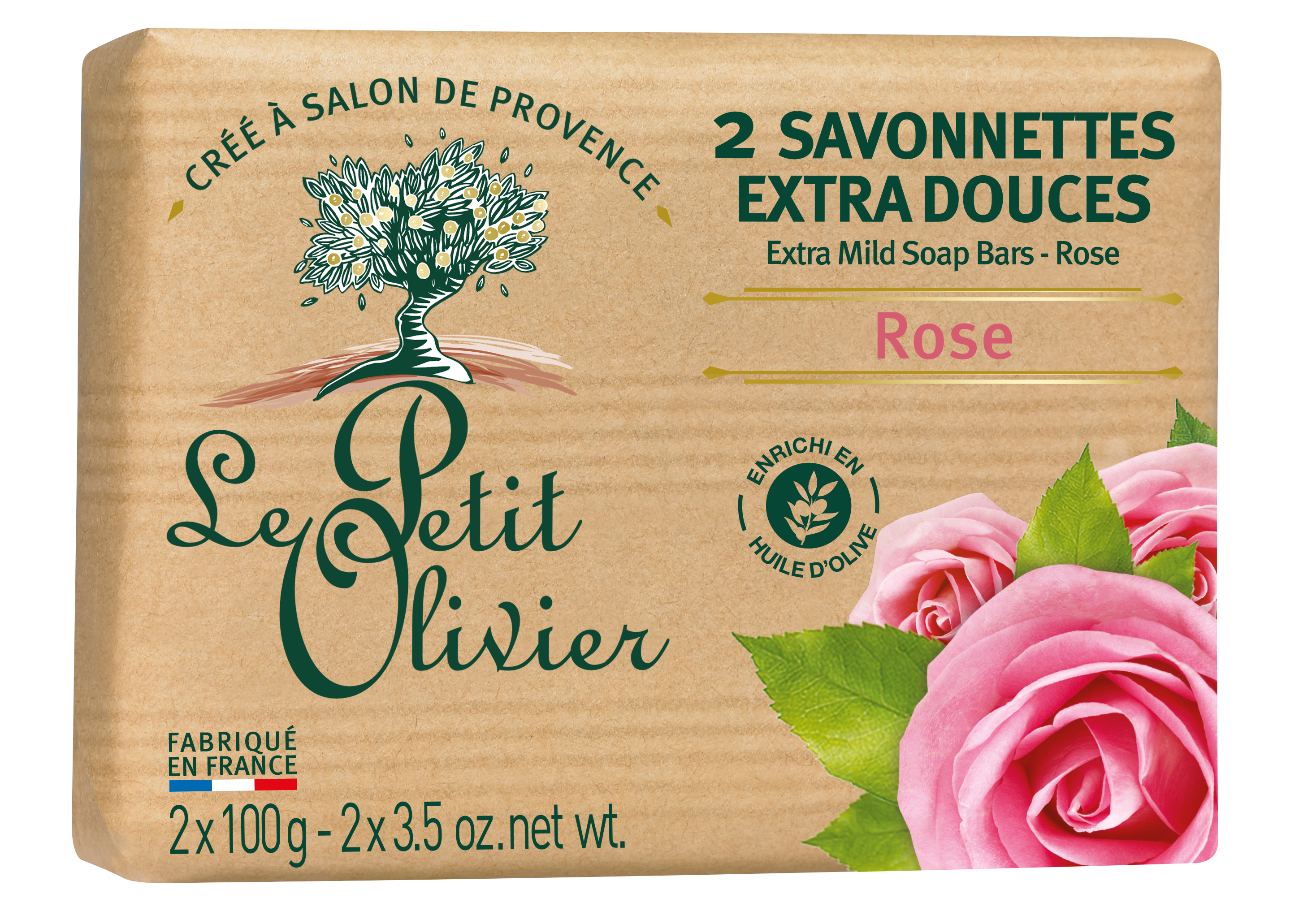 Le Petit Olivier savonnette extra douce rose 2 x 100 g