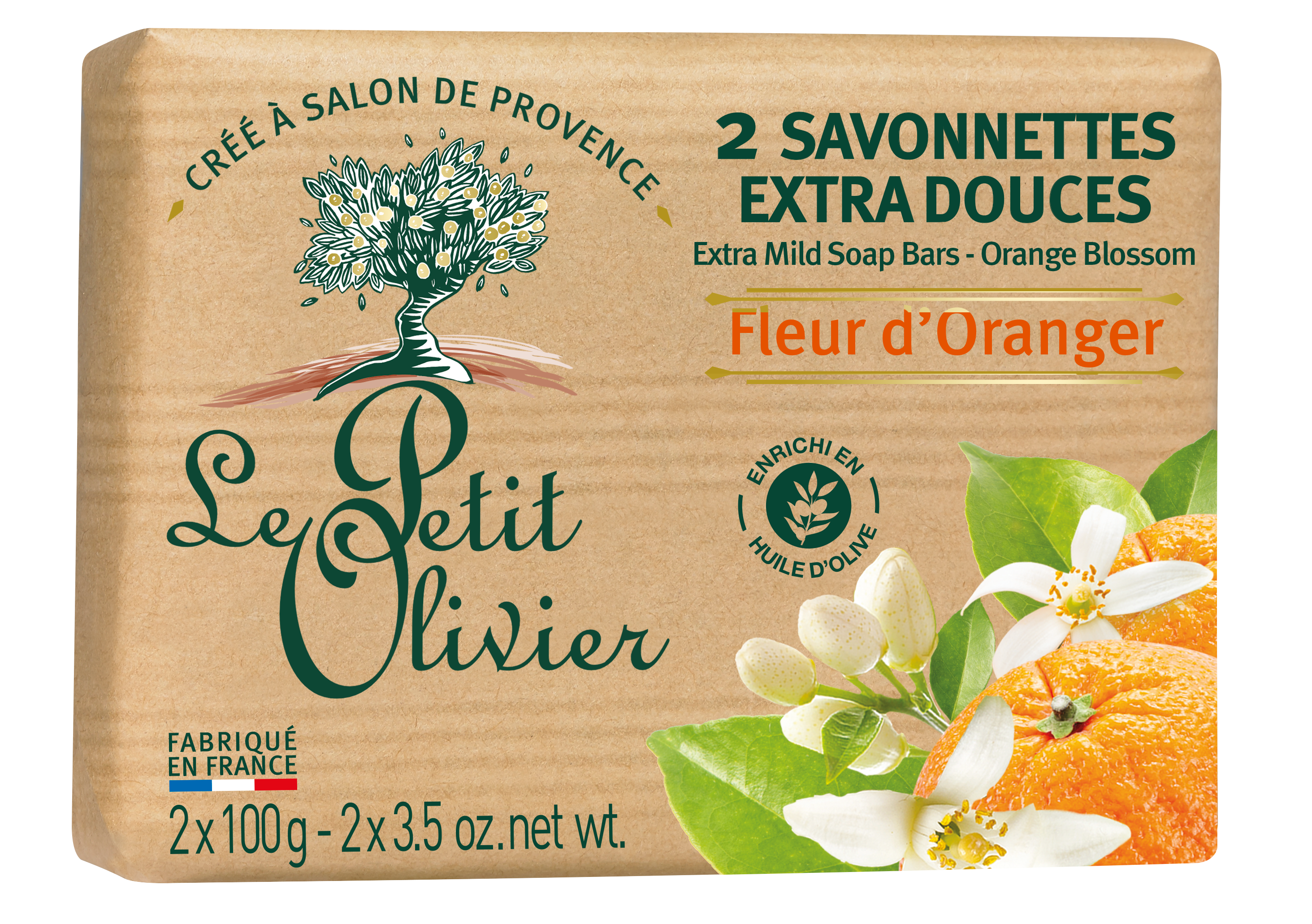 Le Petit Olivier savonnettes fleur d’oranger 2 x 100 g