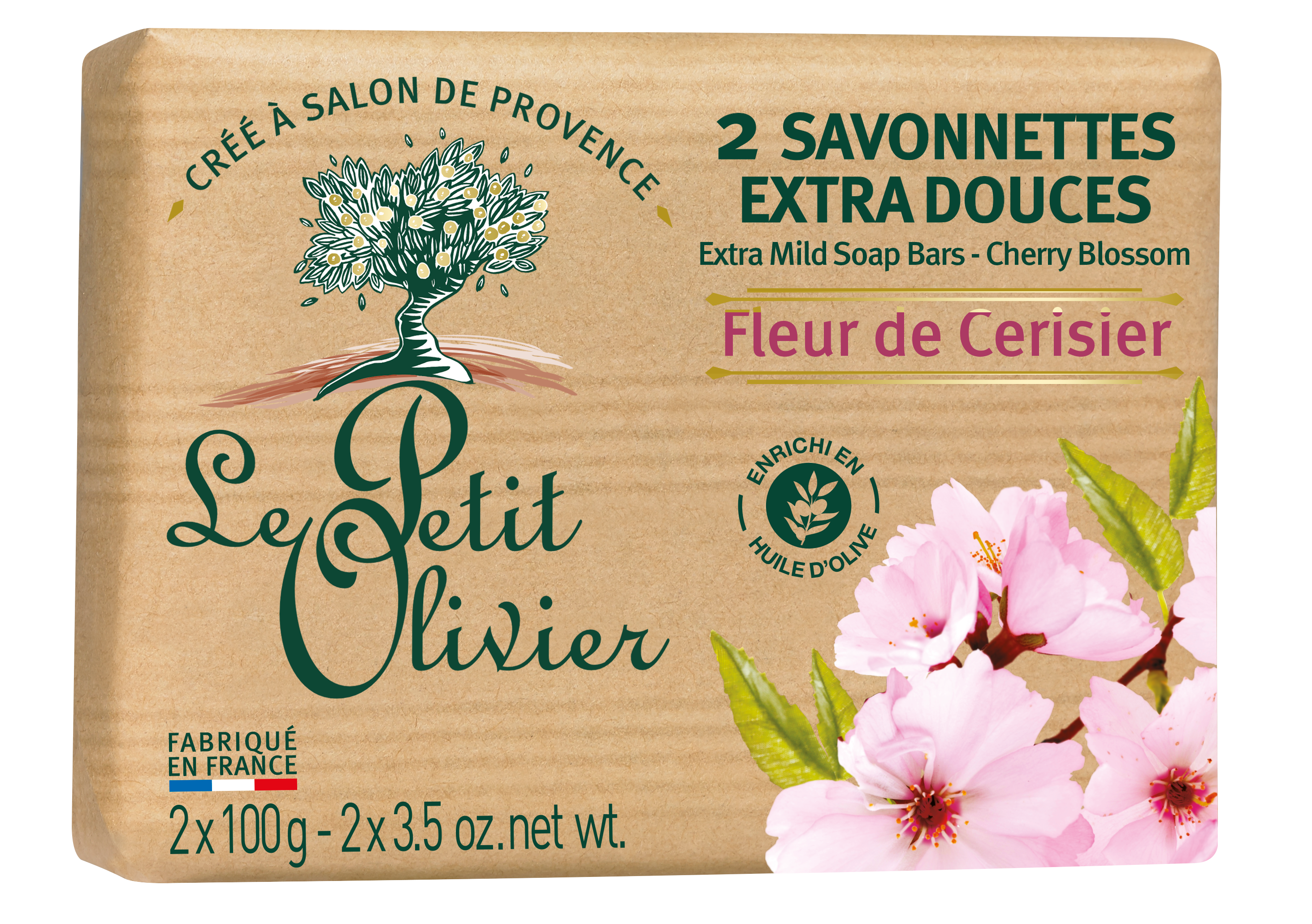 Le Petit Olivier savonnettes fleur de cerisier 2 x 100 g