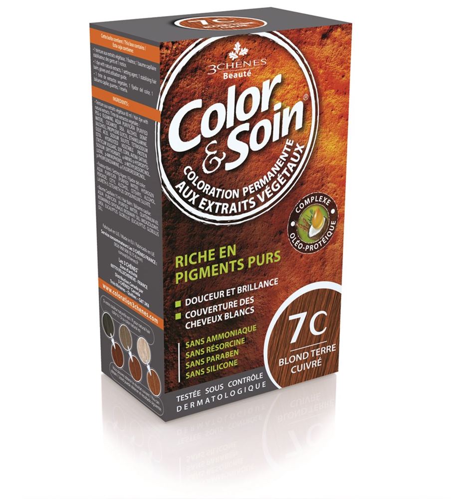 Les Trois Chênes Color & Soin Coloration 7C blond ter cuivré 135 ml
