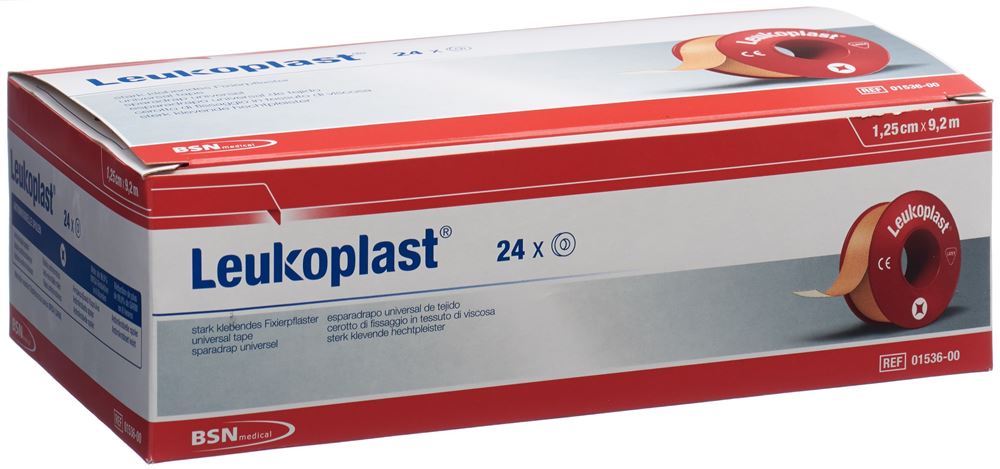 Leukoplast Fixierpflaster 9.2mx1.25cm hautfarbig ohne Schutzring 24 Stk