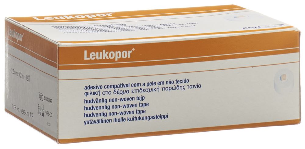 Leukopor Heftpflaster 9.2mx2.5cm weiss 12 Stk