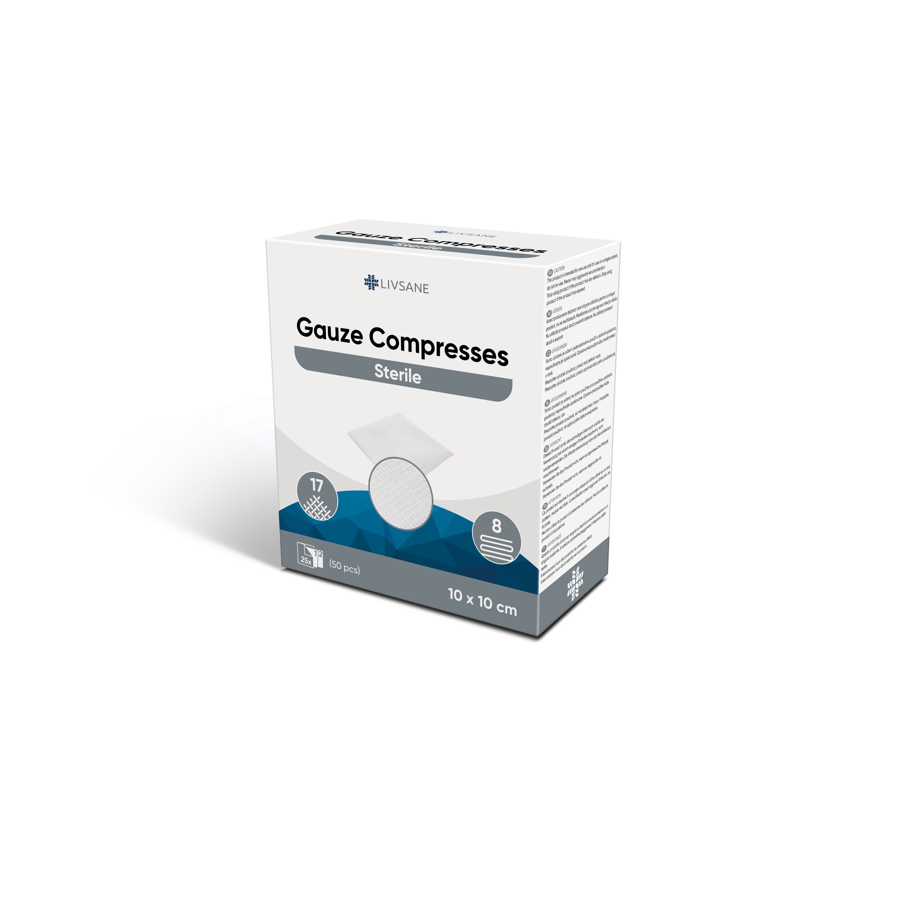 Livsane Mullkompresse 10x10cm steril 2 x 25 Stk