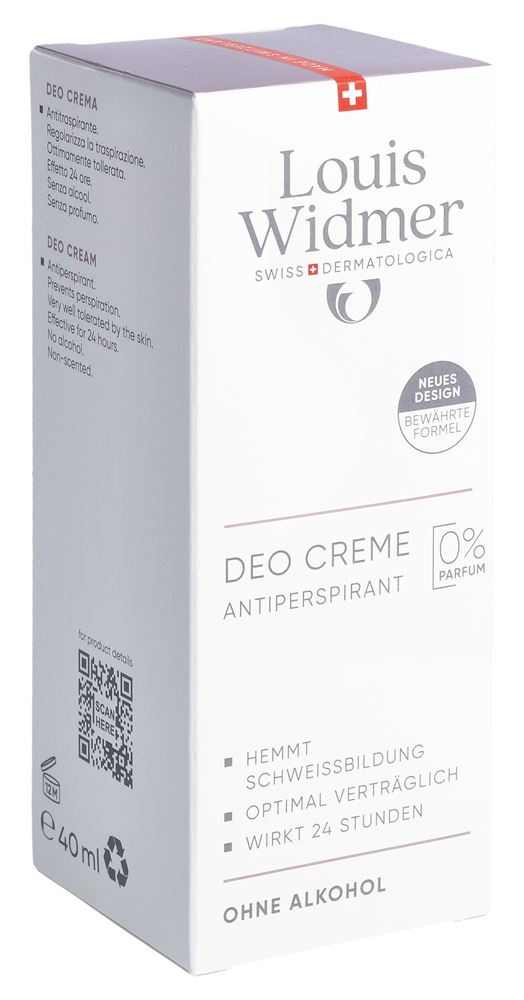 Louis Widmer Deo Creme Antiperspirant ohne Parfum 40 ml