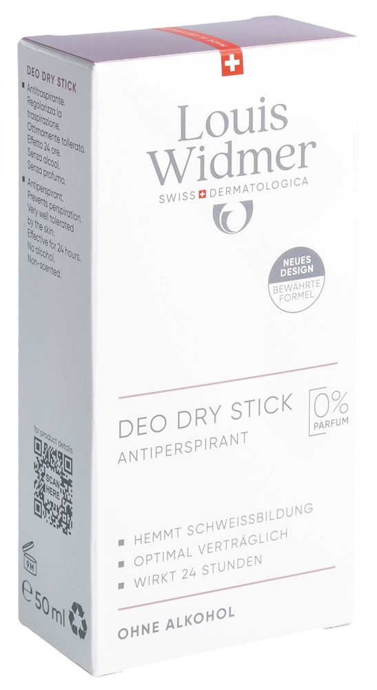 Louis Widmer Deo Dry Stick Antiperspirant ohne Parfum 50 ml