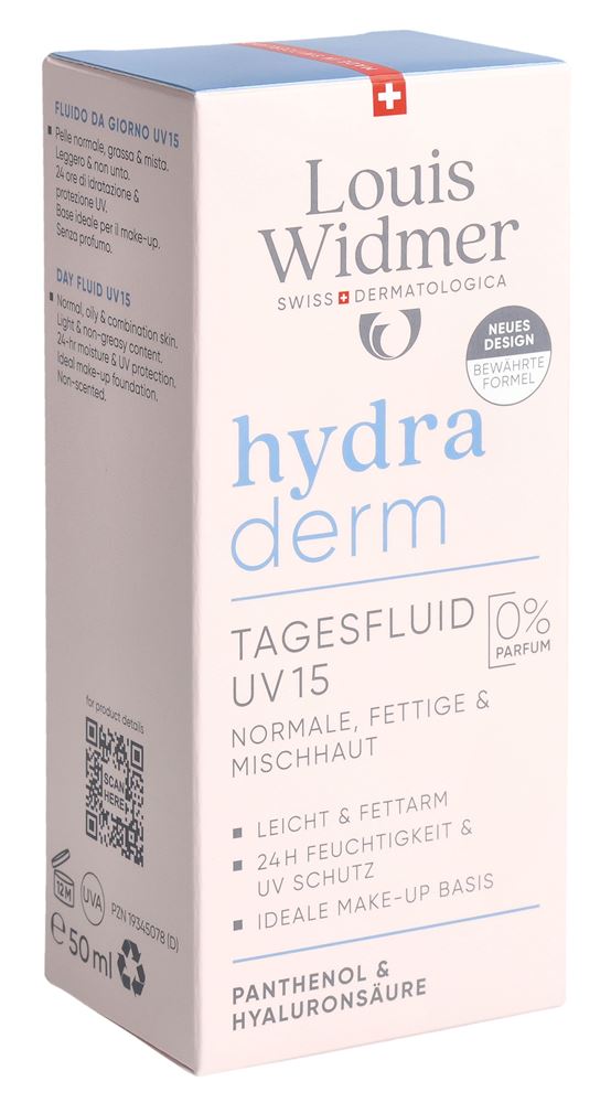 Louis Widmer Hydraderm Tagesfluid Uv15 ohne Parfum 50 ml