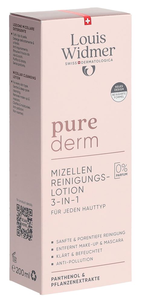 Louis Widmer Purederm Mizellen Reinigungslotion ohne Parfum 200 ml