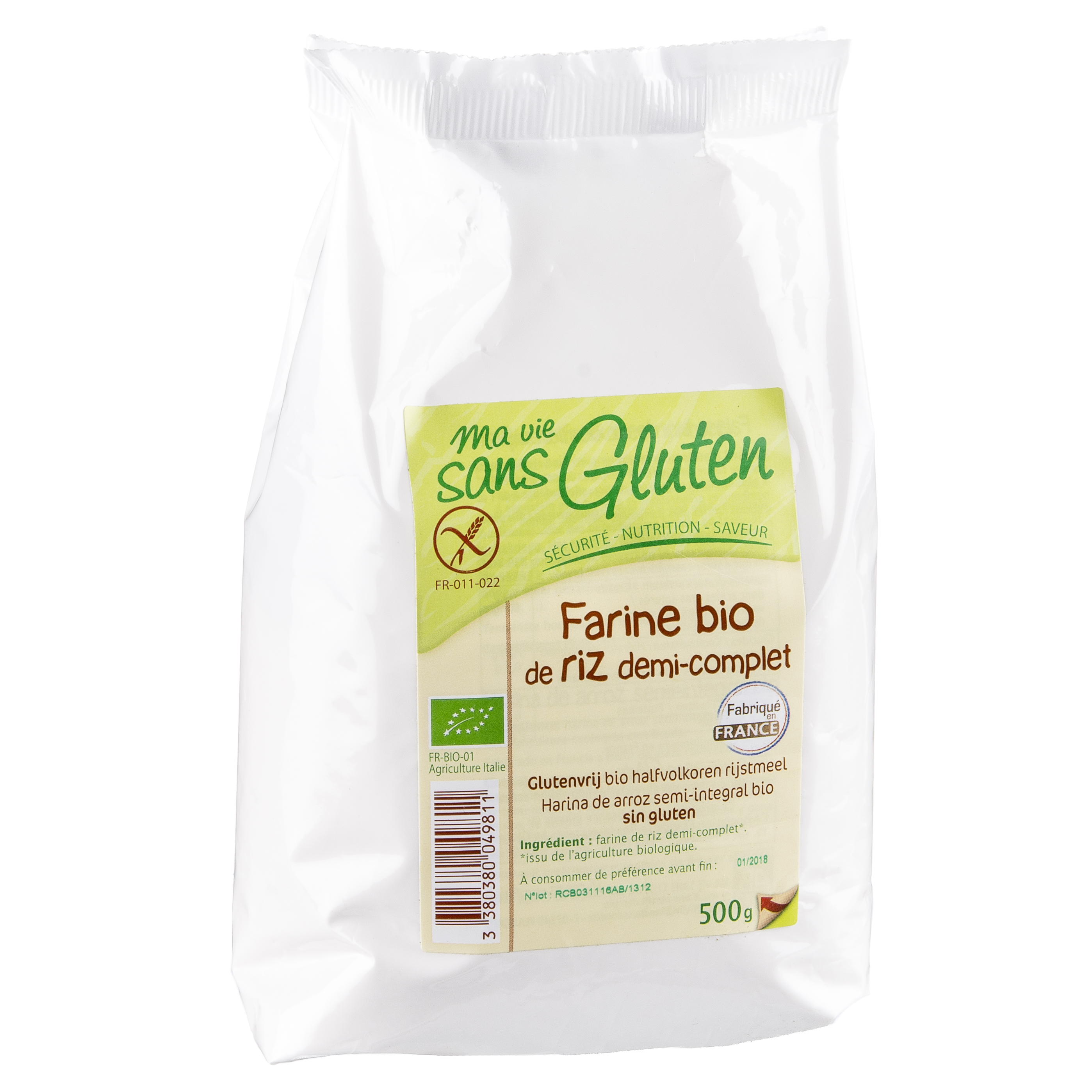 ma vie sans Gluten Mehl Reis Halbvollkorn 500 g