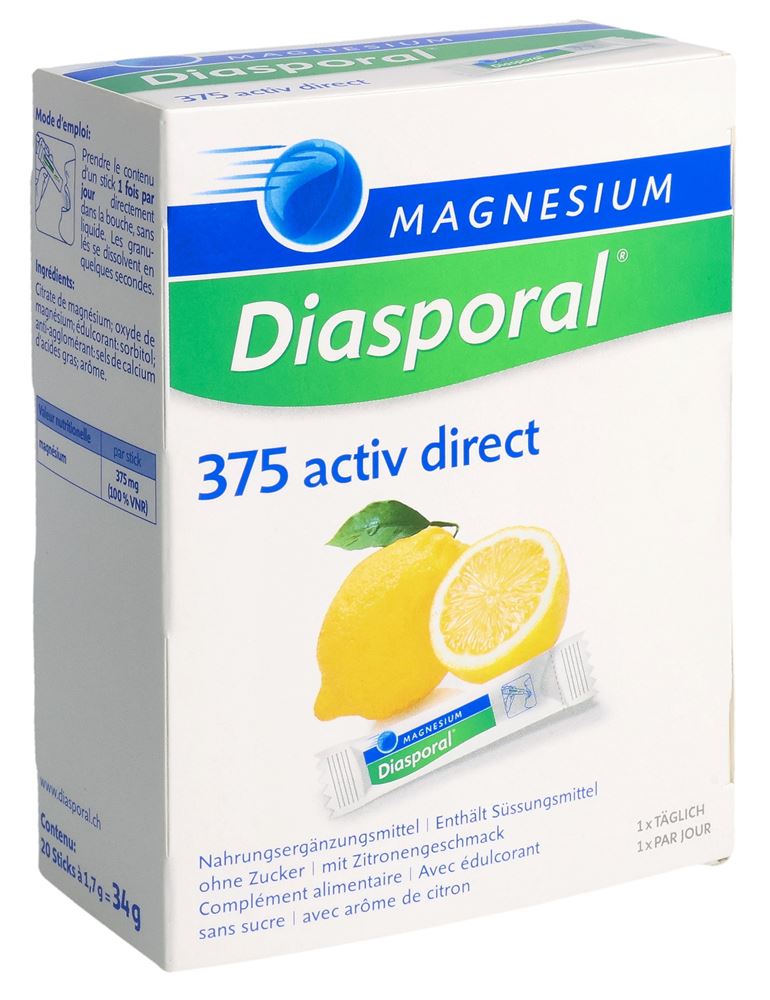 Magnesium Diasporal Activ Direct zitrone 20 Stk