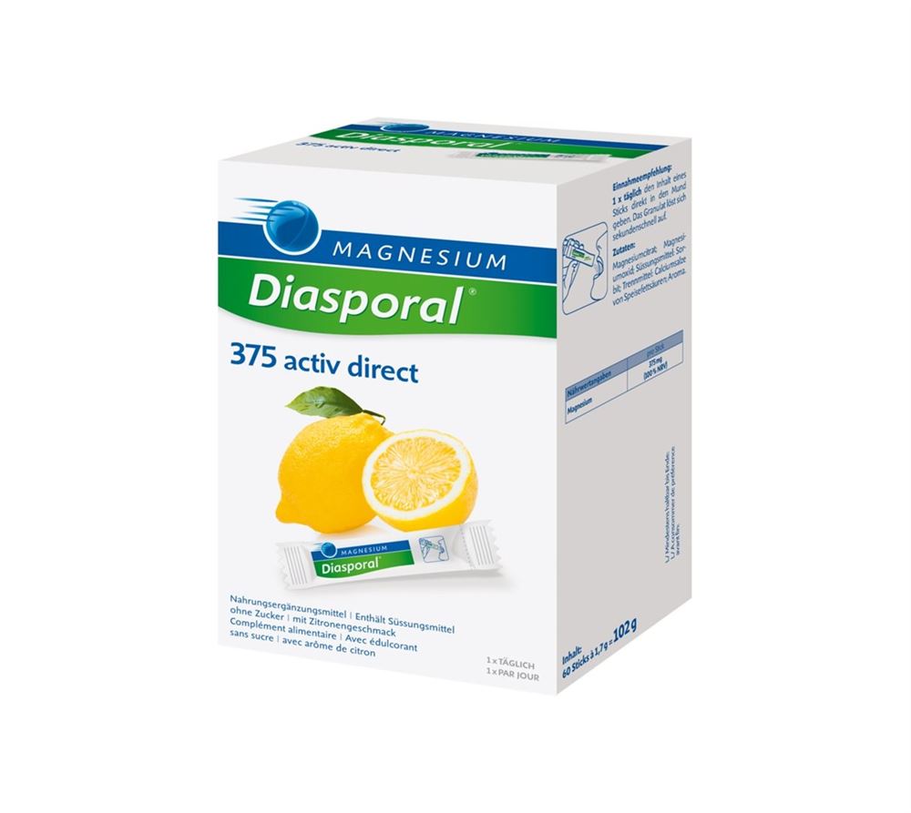 Magnesium Diasporal Activ Direct zitrone 60 Stk