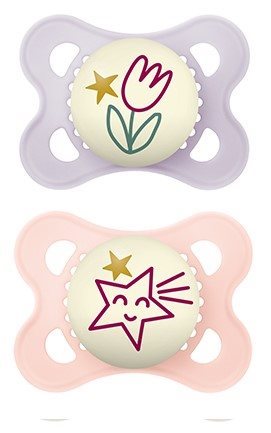 MAM Night Nuggi Silikon 0-6 Monate Girl 2 Stk