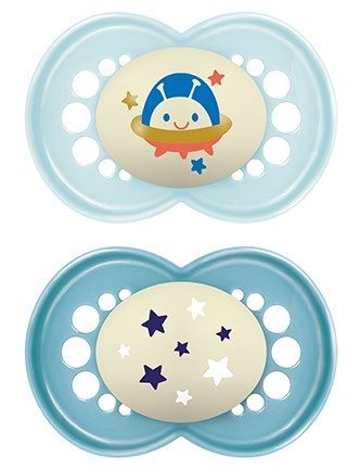 MAM Night Nuggi Silikon 16-36 Monate Boy 2 Stk